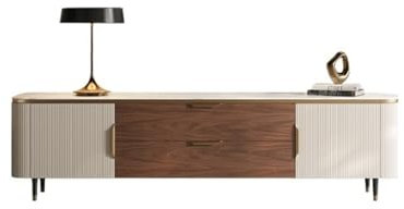 Xumh2024-3 TV Schrank Board Sideboard Marmor-Massivholz-TV-Schrank for kleine Wohnung, moderner, minimalistischer Wohnzimmer-TV-Aufbewahrungsschrank TV-Schrank