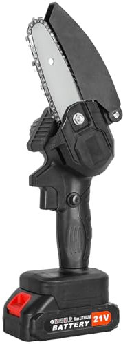 joukares Mini tronçonneuse électrique portable de 1,2 cm sans fil avec 2 batteries, petite tronçonneuse portable pour couper les arbres, mini scie à chaîne électrique avec verrouillage de sécurité