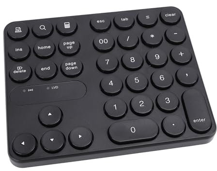 Plyisty Pavé Numérique Bluetooth, pavé Numérique sans Fil à 35 Touches, Clavier de comptabilité Financière Portable, alimenté par Batterie, avec Touches Rondes