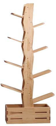 Libreria Ad Albero, Libreria A Forma Di Albero, Scaffale In Legno Massello A 6/8 Ripiani Con Cestino Portaoggetti Inferiore, Libreria For Libri, CD, Riviste, Decorazioni (include Solo La Libreria)(8 T