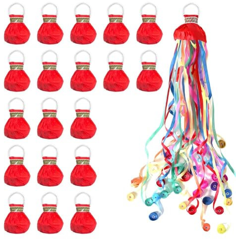 Pesderty 20er-Pack Luftschlangen, Popper, Luftschlangen zum Werfen Von Hand, Saubere Konfetti, Papierknallbonbons für Hochzeiten, Geburtstage, Gastgeschenke