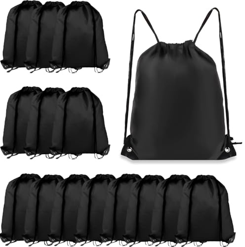 Cobenga 30 Stück Kordelzugbeutel, schwarze Kordelzug-Rucksack Taschen fürs Fitnessstudio, Sack-Cinch-Tasche, Sporttaschen, Sport, Fitnessstudio, Reisen, Schwimmen und verschiedene Aktivitäten