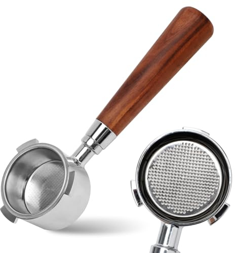 MIUUIPI Portafiltro sin fondo, 51 mm, para cafeteras espresso DeLonghi Dedica EC680/EC685/EC885, portafilter de 3 orejas y mango de madera