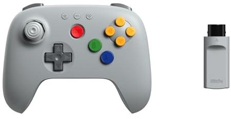8BitDo 64 2.4G Wireless Controller for Original N64 Console, Analogue 3D, and Windows (Grey)