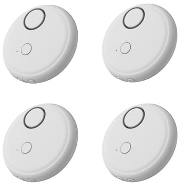 Lancoon 4 Pack Vibration Alarm 5 Sensitivity Levels 130dB Siren Adjustable Sound Security Sensor Slim Glass Break Burglar for Windows Doors Safes No Drilling