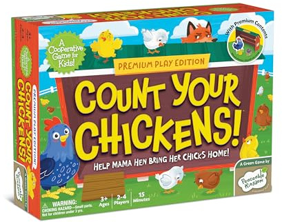 Peaceable Kingdom Count Your Chickens Award Winning Cooperative Counting Game for 2 to 4 Kids Ages 3+ - Premium Play Edition