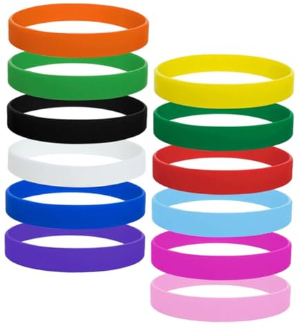 LAPYAPPE 12 Pezzi Braccialetti in Silicone Elasticizzati e Personalizzabili, per Feste di Compleanno e Attività Scolastiche, Design Moderno e Confortevole