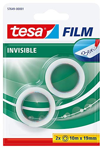 tesa tesafilm invisible, 10m x 19mm, 2 Rollen im Blister