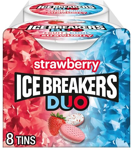 Ice Breakers Duo, Sugar Free Mints, Strawberry and Mint, Pack of 8 x 42 g