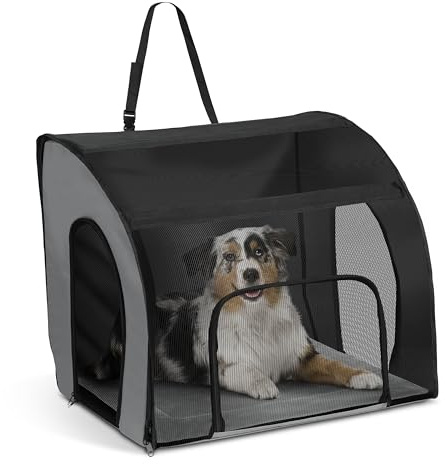 K&H Pet Products Travel Safety Carrier for Pets, Dog Crate for Car Travel, Dog Soft-Sided Carrier for Large Dogs, Portable Car Seat Kennel, Gray/Black Large 29.5 X 22 X 25.5 Inches
