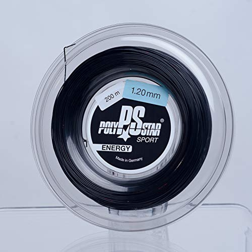 Polystar unisex – Vuxna Energy Tennisfrön SVART 200m Rolle; 1,20mm