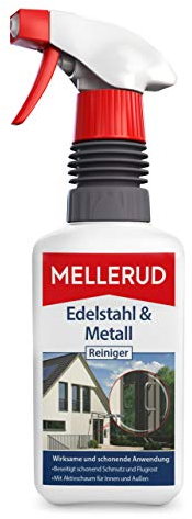 MELLERUD Edelstahl & Metall Reiniger | 1 x 0,5 l | Wirkungsvolles Spray gegen Fett, Öl, Fingerabdrücke und vieles mehr für Metall-Oberflächen im Innen- und Außenbereich
