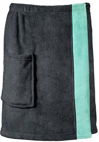CelinaTex Happyfun Kilt kurz S/M 48 x 152 cm anthrazit Mint Mikro-Flanell Saunakilt Mikrofaser Saunasarong
