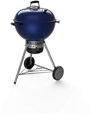 Weber Master-Touch Charcoal Grill, 22-Inch, Deep Ocean Blue – Premium Outdoor BBQ Grill with Tuck-Away Lid Holder & One‑Touch™ Cleaning System, Porcelain‑Enameled Kettle