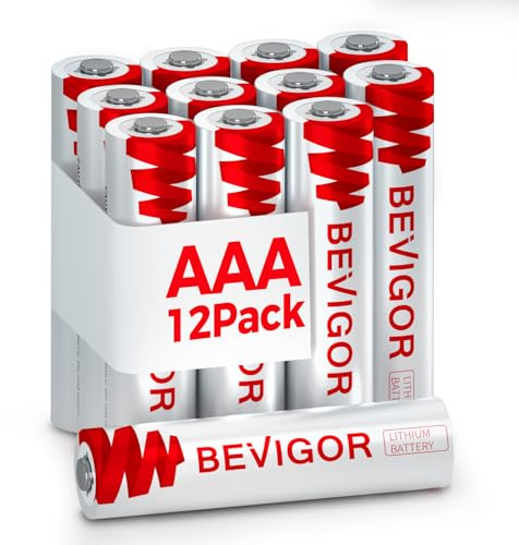 BEVIGOR AAA Lithium Batteries, 12Pack Lithium Iron Triple A Batteries, 1.5V 1200mAh Longer Lasting AAA Batteries for Flashlight, Toys, Remote Control, 【Non-Rechargeable】