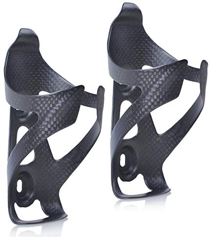 ThinkTop 2 Pack Ultra-Light Full Carbon Fiber Bike Water Bottle Cage Holder | Bicycle Drink Water Cup Holder Brackets for Road Bike MTB Cycling, Matte Black