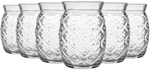 Bormioli Rocco 12 Piece Ananas Sour Cocktail Verres Set - Tiki Bar Tropical décoratif Potable Gobelets - 455ml
