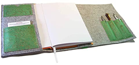 Kalender Organizer Hülle Merino Wollfilz Filz mit portugiesischem Kork Farbwahl für Din A5 Buchkalender, Notizbuch, Buch, nachhaltig