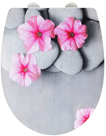 WENKO Abattant WC Pretty avec Surface en Relief, abattant WC avec Frein de Chute, Lunette WC en thermoplastique résistant à la cassure, Fixation en Acier INOX, 36,5x45 cm, Multicolore