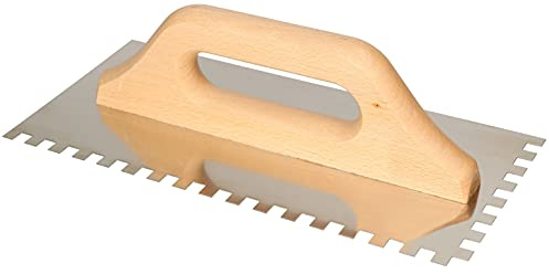 KOTARBAU® Truelle dentée en Acier Inoxydable - 280 x 130 mm - 8 x 8 mm - avec poignée en Bois