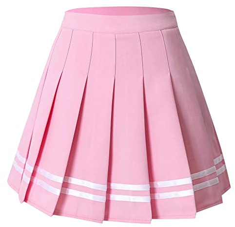 Hoerev Women Girls Short High Waist Pleated Skater Tennis School Skirt