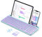 seenda Teclado Bluetooth para iPad, 2.4G + teclado Bluetooth multidispositivo con almohadilla numérica, soporte para tableta iPad, teléfono Android, MacBook/Windows PC de escritorio, Barbie púrpura