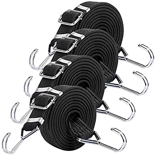 Gepäckspanner Fahrrad,4 Stück 2M Verstellbar Spanngummi mit Haken,für Spannseil mit Haken,Fahrrad,Autotransport,Life-Rallye-Tool