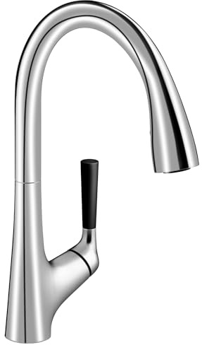 JACOB DELAFON Grifo cocina extraíble Giratorio 360° Personalizable Cromo | Monomando fregadero Ahorro de agua Ducha extraíble 2 funciones Aireador antical 3 colores de maneta Retorno magnético automát