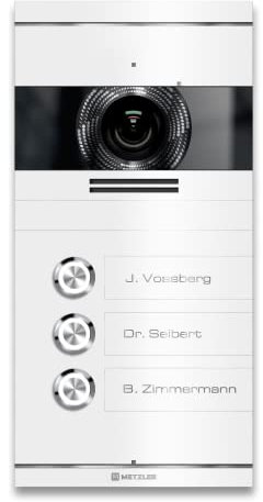 Metzler Video Türsprechanlage 3 Familienhaus | Türklingel mit Kamera FullHD | Opt. 7 Monitor | Smartphone App | Mit Anschluss für Türöffner | Anschluss: LAN POE | Verkehrsweiß | VDM10 2.0 Colson