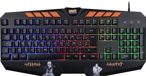Konix Naruto Shippuden Kabelgebundene Gaming-Tastatur mit Membran AZERTY - Anti-Ghosting - 1,7 m Kabel - Naruto und Sasuke Motiv