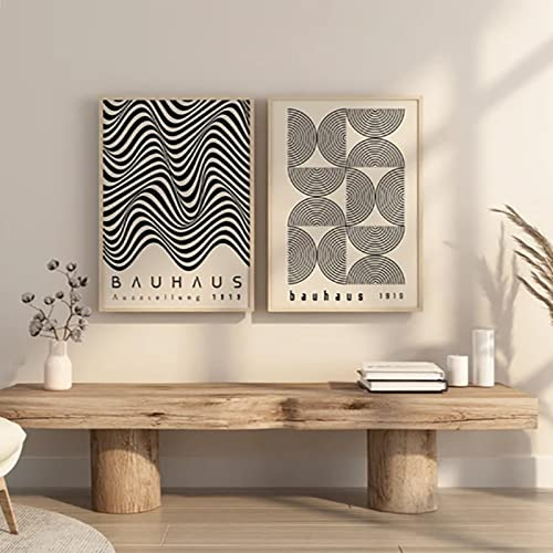 ATHFIN Boho Bauhaus Kunstwerk Poster Mid Century Modern Wandkunst Leinwand Gemälde Retro Druckbild Wohnzimmer Inneneinrichtung 50 x 70 cm x 2 Rahmenlos
