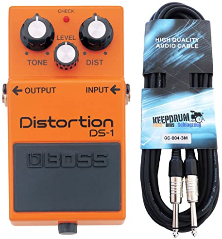 Boss DS-1 Distortion Pedal + Keepdrum Guitar Cable 3 m