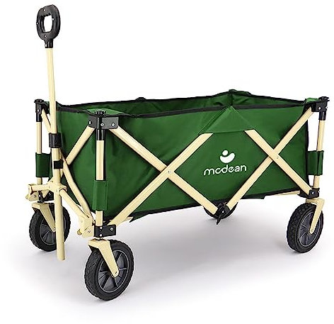SLDAGe Chariot de Plage Pliable Grosses Roues, Chariot Transport Pliable Robuste, Chariot Pliable Enfant Portable, Chariot Pliant de Peche avec Poignée Réglable pour Jardin Camping Shopping,Vert