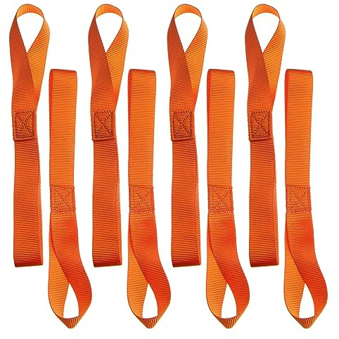 WUDQIJI Zurrschlaufen Weiche Schlaufen Spanngurte Schlaufe 8 STK 29,5x2,5cm | Spanngurte Zurrgurte Kurz Gurtschlaufen Tie-Down Straps Extrem Langlebig für Fahrrad Motorrad Transport(Orange)