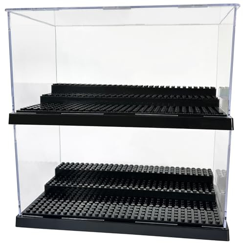 HYtiger 2 Pack Black Acrylic Brick Model Display Case Box for LEGO Minifigures Collectors