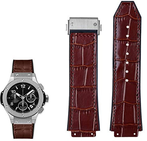 PURYN Echtes Leder Uhrenarmband Für Hublot Big Bang Serie Rindsleder Armband Männer Armband Mit Werkzeug Zubehör Schwarz Braun 26 * 19mm