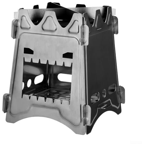 Zoegneer Titanium Wood Stove With Pouch, Camping Stove Outdoor Camping Folding Woodstove 136 * 136 * 160mm/5.35 * 5.35 * 6.3inch