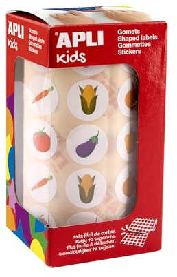 APLI Kids 19716 - Rouleau de gommettes Légumes - 900 autocollants sur le thème des légumes - Idéal pour les écoles ou les ateliers pour enfants - Dimensions : 20 mm.