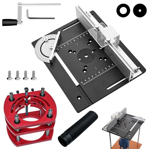 Frästisch für Oberfräse Einlegeplatte Set, OberfräSentisch und Tischfräsmaschine, Router Table, Maximum Lift 51mm, TischfräSe zum Nuten Zapfenschneiden BesäUmen und Anfasen(Schwarz+Rot)
