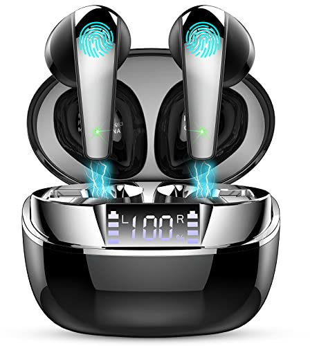 Cuffie Bluetooth, Auricolari Bluetooth 5.3 con 4 ENC Mics, Cuffie Wireless In Ear Stereo Hi-Fi, 47 Ore Cuffie Senza Fili con LED Display, Cuffiette Bluetooth Cancellazione Rumore, IP7 Impermeabili