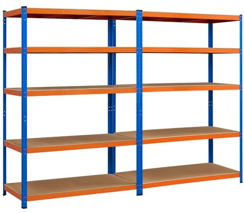 Yaheetech 2 X Étagères Charge Lourde 5 Niveaux, 180x120x60cm, Étagère de Rangement Réglable Max 875kg pour Hangar Entrepôt Cave/sous-Sol