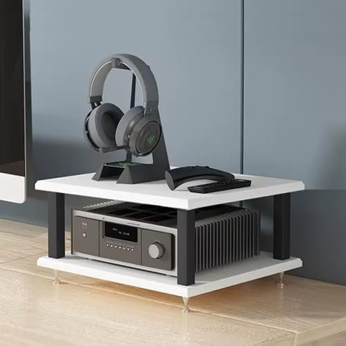 ZIUSFAC Meuble Chaine HiFi À 4 Etagères Audio/Vidéo Armoire D'équipement Multifonctionnel Tour De Support Audio Armoire AV Centre De Divertissement Rack pour Bureau/Salon(White,2 Tier)