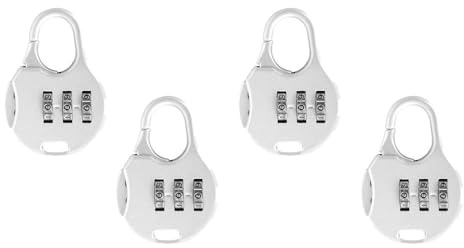 4 st kombinationer kodlås, 3 siffriga säkerhetshänglås zinklegering bagagerumslås för skåp, skåp och resväskor (silver)
