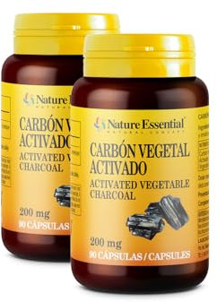 Nature Essential Carbon vegetal activado 200 mg. 90 capsulas Pack de 2 unidades