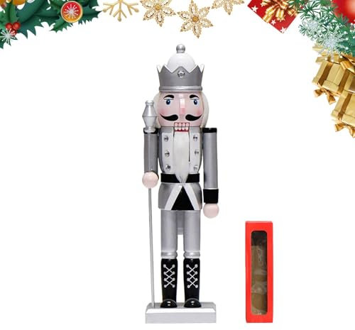 Casse-Noisette de Noël,Décorations de Noël Casse-Noisette | Objets de collection Casse-Noisette en bois | Ornement de casse-noisette de noël de 14 pouces, figurines de casse-noisette en bois pour déco
