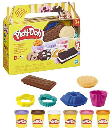 Play-Doh Hasbro, Playset Piccola Pasticceria, Arti e Mestieri Creativi per Bambini e Bambine dai 3 Anni in su, Ottima Idea Regalo di Natale, Include 6 Vasetti di Pasta Modellabile e Accessori