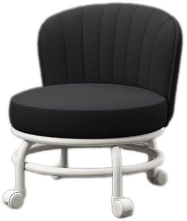 FXLUHAY Hocker Sattelhocker Kleiner Hocker Rollhocker Niedriger Rollhocker, Pu-Leder-Rollsitz mit Rückenlehne und drehbaren Rädern(C)