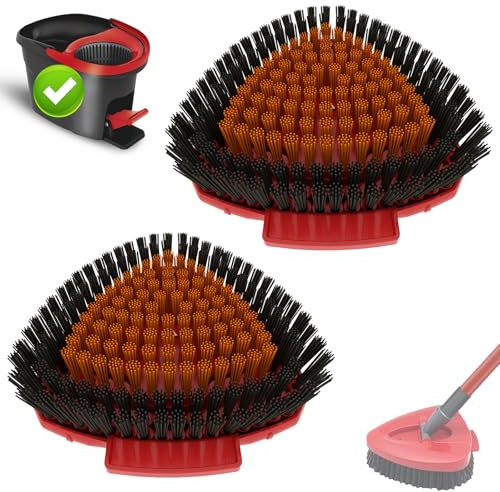 2 Unidades Bublador Spin fregona Cepillo de fregado Cabezal de Repuesto Compatible con Vileda Turbo mopa y cepillos de Suelo, Cepillo de Limpieza triángulo de cerdas duras para baño, Cocina, Piscina,