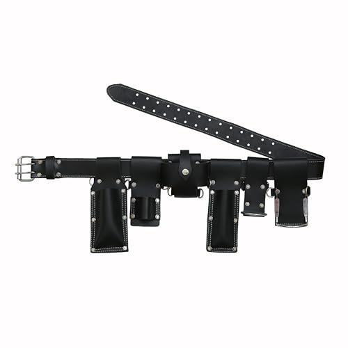 Set professionale 7 in 1 in pelle porta attrezzi da cintura, fondine multiuso per ponteggi, lavori elettrici, falegnameria, nero