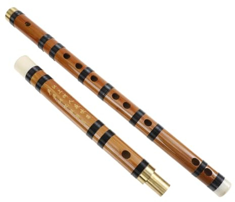 Flauta de Bambú Desmontable en Re D, Instrumento Tradicional Retro | Dos Piezas, Tono Preciso y Tacto Cómodo, Diseño Ligero Sonido Natural y Acabado Clásico